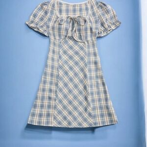 Plaid Blue and White Dress